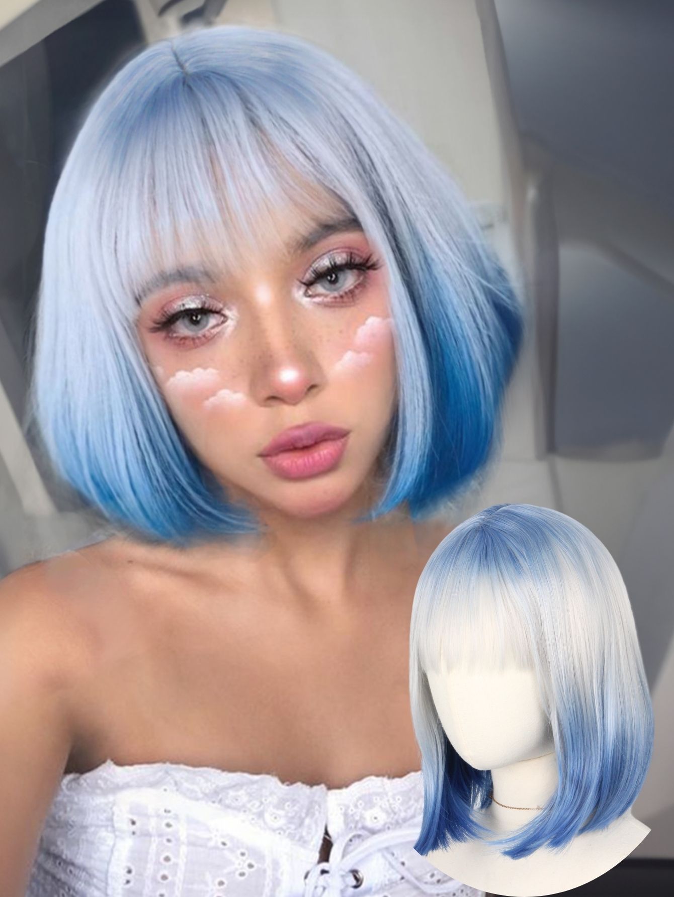 Blue and White Gradient Short  – Lifestyle In Korean recenzja i cena